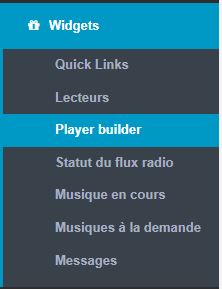 Menu widgets player builder