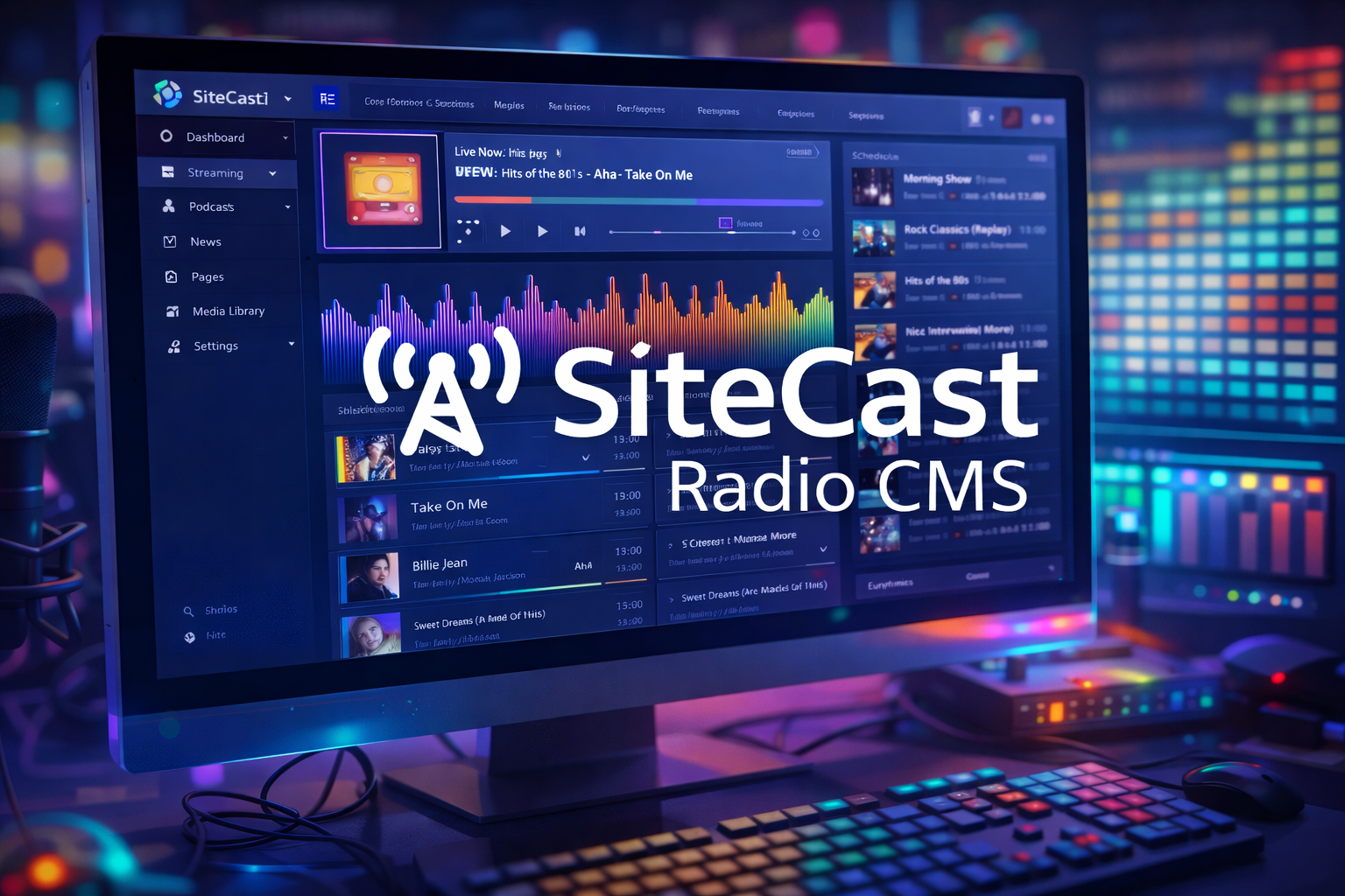 Interface visuelle SiteCast Radio CMS