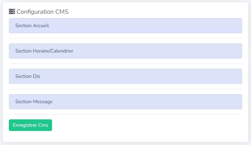 Configuration du CMS mini site punch